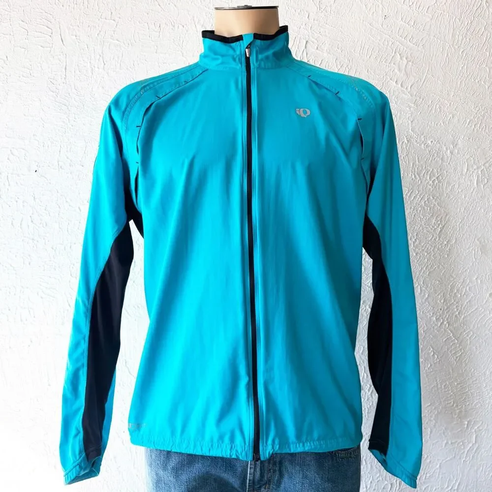 Pearl Izumi Cycling Windbreaker Mens L Blue Black Full Zip Jacket Elite Series